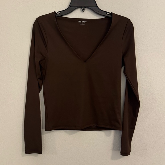 Old Navy Tops - Old Navy Brown V-Neck Long Sleeve Tee